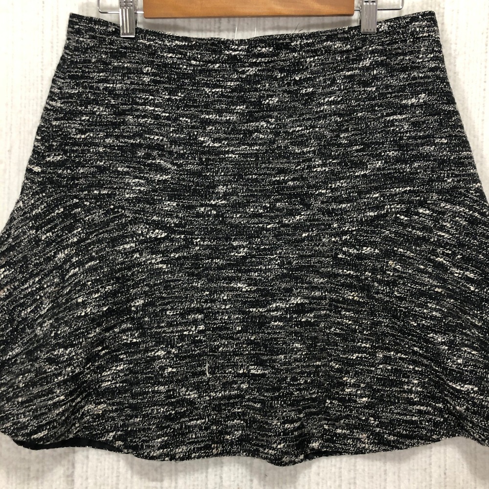 J. Crew Tweed‎ Fit Flare Skirt Black White Textured Knee Length Women's Size 10
